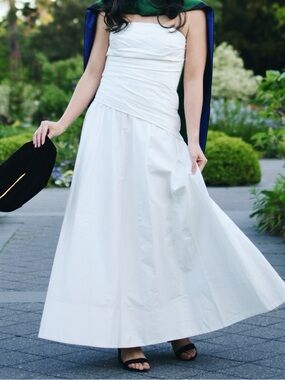 Nordstrom Ever New Rumi White Strapless Ruched Midi Dress Size 4 / Small
